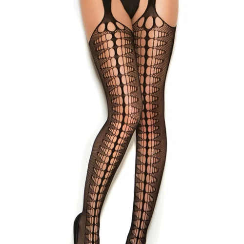 Elegant Moments Seamless Crochet Suspender Pantyhose Hosiery