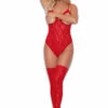 Elegant Moments Lingerie Cupless Red Lace Teddy