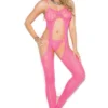 Elegant Moments Lingerie Pink Lace Suspender Bodystocking