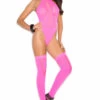Elegant Moments Pink Opaque Teddy And Stockings Lingerie