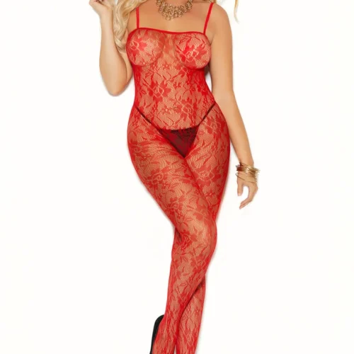 Elegant Moments Plus Size Rose Lace Bodystocking