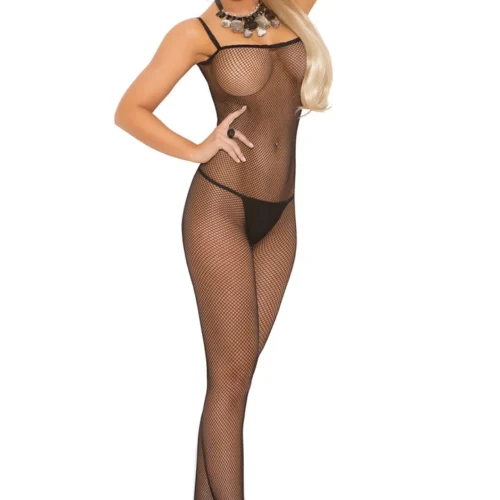 Elegant Moments Plus Size Basic Black Net Bodystocking