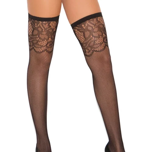 Elegant Moments Hosiery Scroll And Fishnet Stockings