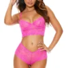 Elegant Moments Lingerie Neon Pink Bralette Set