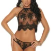 Elegant Moments Boho Mesh And Lace Cami Set Lingerie