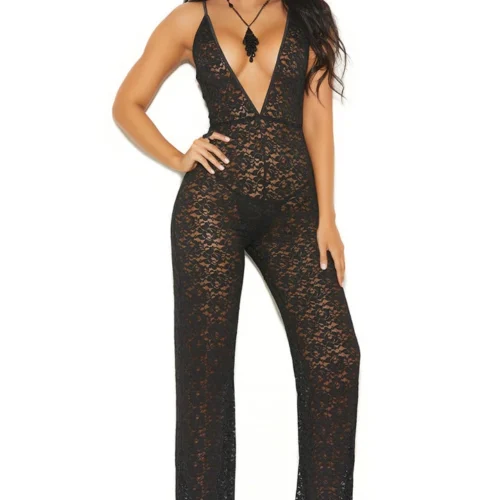 Elegant Moments Clothing Black Lace Jumpsuit