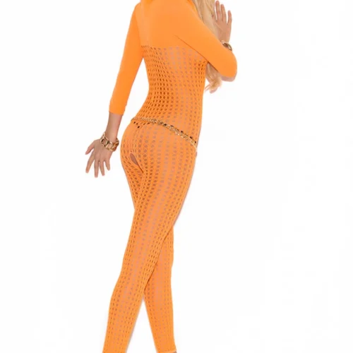 Elegant Moments Neon Orange Hooded Bodystocking