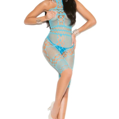 Elegant Moments Crochet Fishnet Cropped Bodysuit Lingerie
