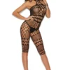 Elegant Moments Crochet Fishnet Cropped Bodysuit Lingerie