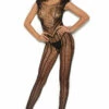 Elegant Moments Black Crochet Bodystocking Lingerie