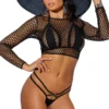 Elegant Moments Long Sleeve Crochet Top Sexy Swimwear