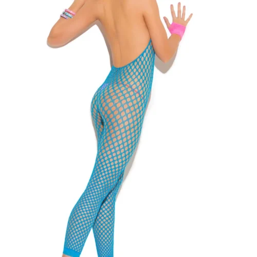 Elegant Moments Lingerie Neon Blue Pothole Bodystocking