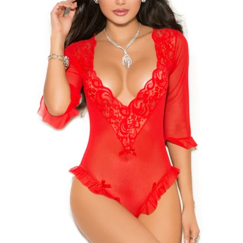 Elegant Moments Flirty Red Mesh Teddy