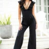 Mapalé Black Ruffled Jumpsuit