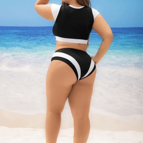 Mapalé Plus Size Black And White Sporty Two Piece