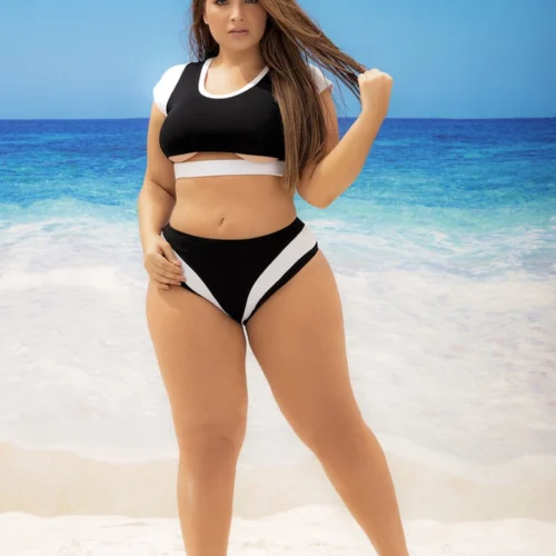 Mapalé Plus Size Black And White Sporty Two Piece 5 Mapalé Plus Size Black And White Sporty Two Piece