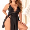 Mapalé Plus Size Black Flutter Babydoll