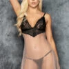 Mapalé Nude Mesh And Black Lace Babydoll Lingerie