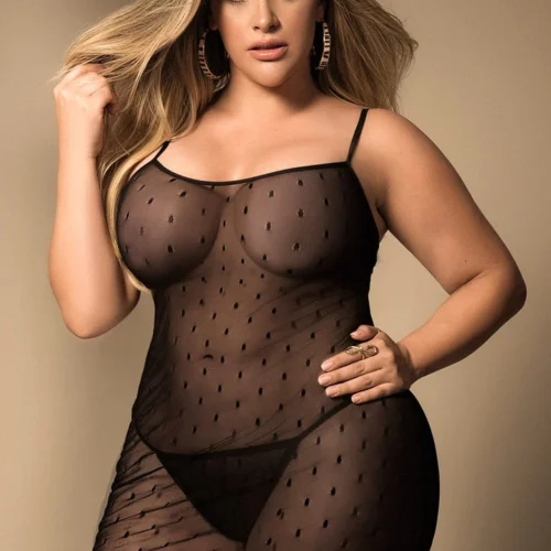Mapalé Plus Size Dot Mesh Chemise