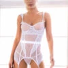 Mapalé White Mesh Lace-Up Garter Chemise