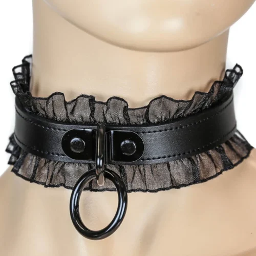 Funk Plus Leather & Lace O Ring Choker Lingerie