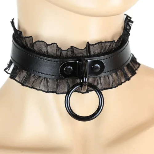 Funk Plus Leather & Lace O Ring Choker Lingerie