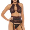 Forplay Enticed Bra And Garter Set Lingerie