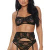 Forplay Lace Me Down Bra Set