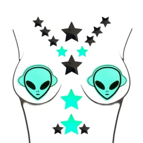 NevaNude Glow In The Dark Alien Body Stickers Pasties