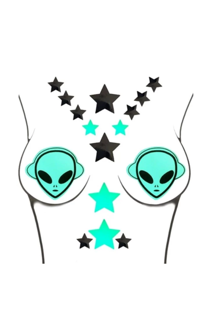 NevaNude Glow In The Dark Alien Body Stickers Pasties 1 NevaNude Glow In The Dark Alien Body Stickers Pasties