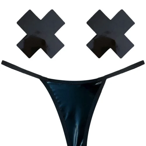 NevaNude Dom Squad Wet Vinyl Nipple Pasties & G-String Panty