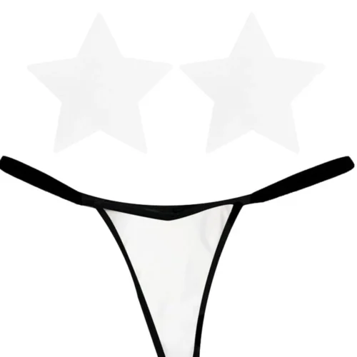 NevaNude Lingerie White Reflective Nipple Pasties & G-String Panty