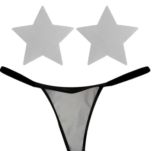 NevaNude Lingerie White Reflective Nipple Pasties & G-String Panty