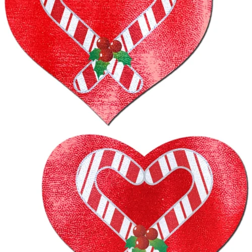 Pastease Candy Cane Heart Nipple Pasties