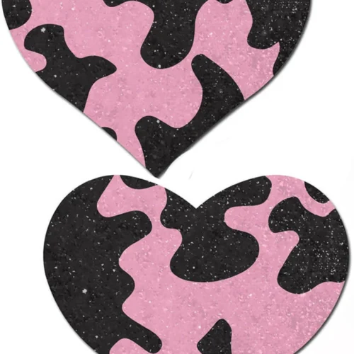 Pastease Pink Cow Print Heart Pasties