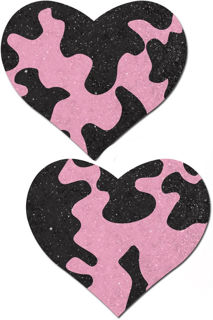 Pastease Pink Cow Print Heart Pasties 1 Pastease Pink Cow Print Heart Pasties