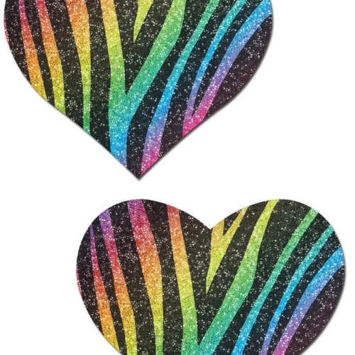 Pastease Glittering Rainbow Zebra Hearts Pasties