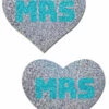 Pastease Lingerie "Mrs" Bridal Silver Glitter Hearts Nipple Pasties