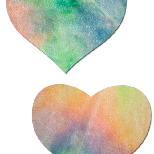 3WISHES Pastel Tie-Dye Rainbow Heart Pasties