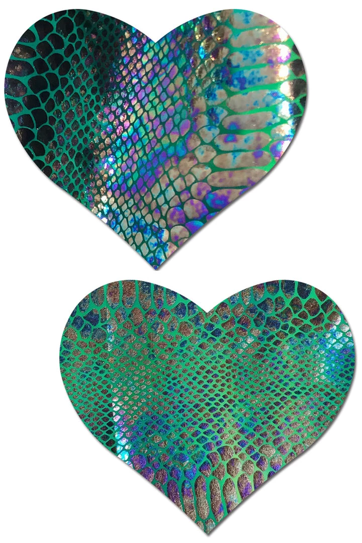 Pastease Gold Holographic Snake Print Heart Pasties 1 Pastease Gold Holographic Snake Print Heart Pasties