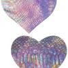Pastease Silver Holographic Snake Print Heart Pasties