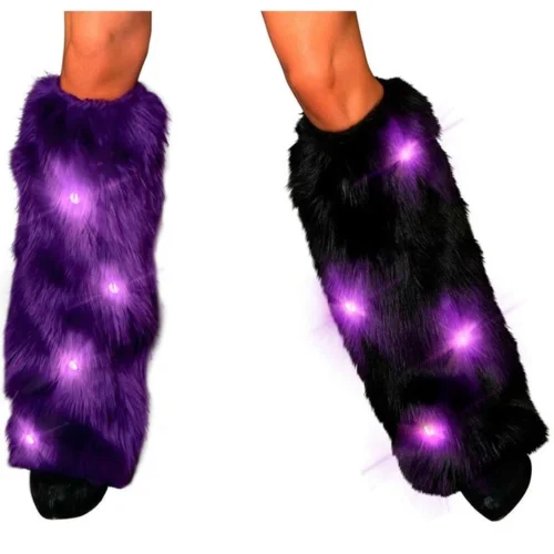 J. Valentine Music Festival Wear Light Up Furry Leg Warmers