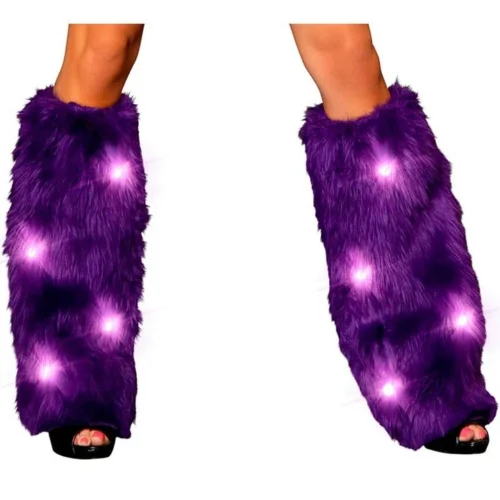 J. Valentine Music Festival Wear Light Up Furry Leg Warmers