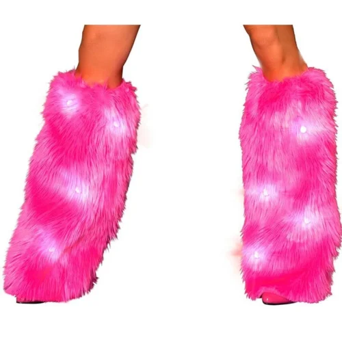 J. Valentine Music Festival Wear Light Up Furry Leg Warmers