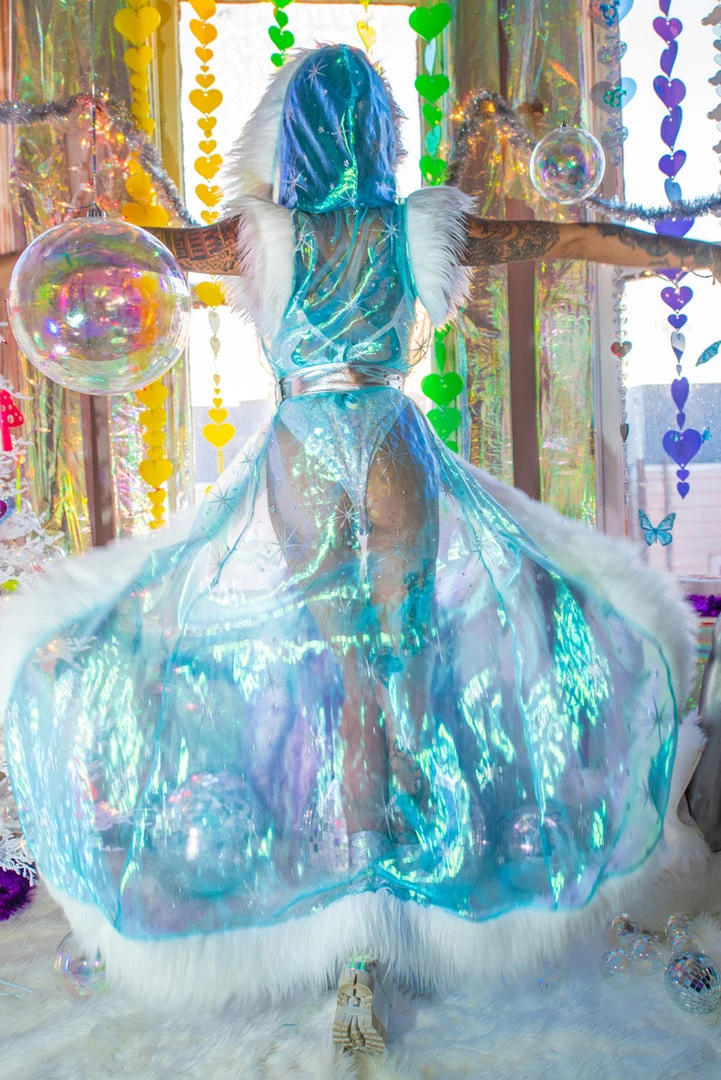 J. Valentine Music Festival Wear Organza Snowflake Fur Trimmed Duster 4 J. Valentine Music Festival Wear Organza Snowflake Fur Trimmed Duster