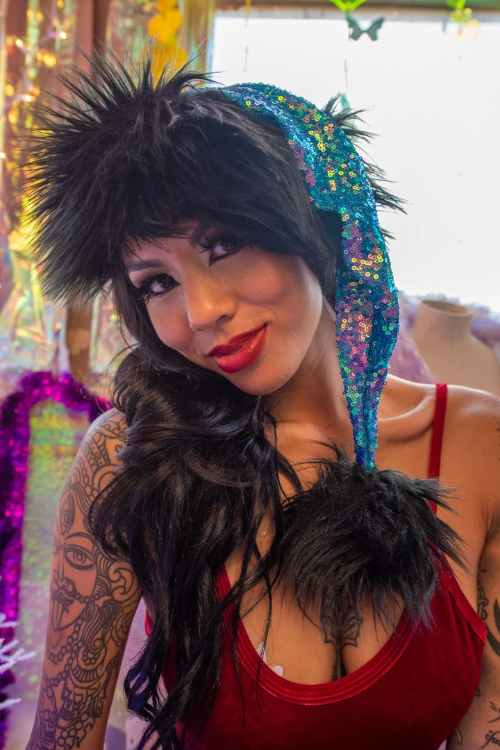 J. Valentine Sequin And Fur Santa Hat 9 J. Valentine Sequin And Fur Santa Hat