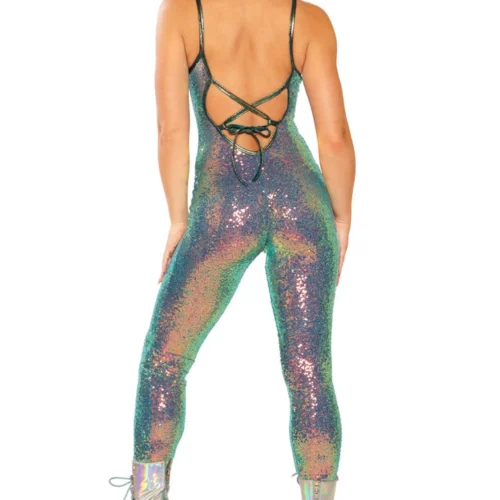 J. Valentine Metallic Sequin Catsuit