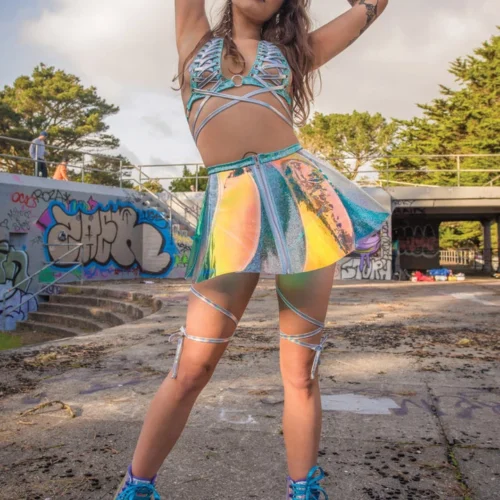 J. Valentine Clothing Foil Lace Up Bottoms