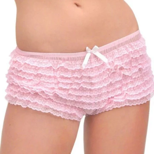 Leg Avenue Lace Ruffle Tanga Shorts Bra Sets