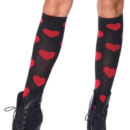 Leg Avenue Hosiery Heart Print Knee Highs